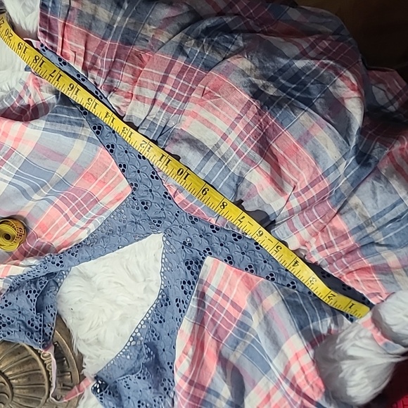 🎁FREE PEOPLE PLAID  LINEN TOP SMALL - Picture 11 of 13